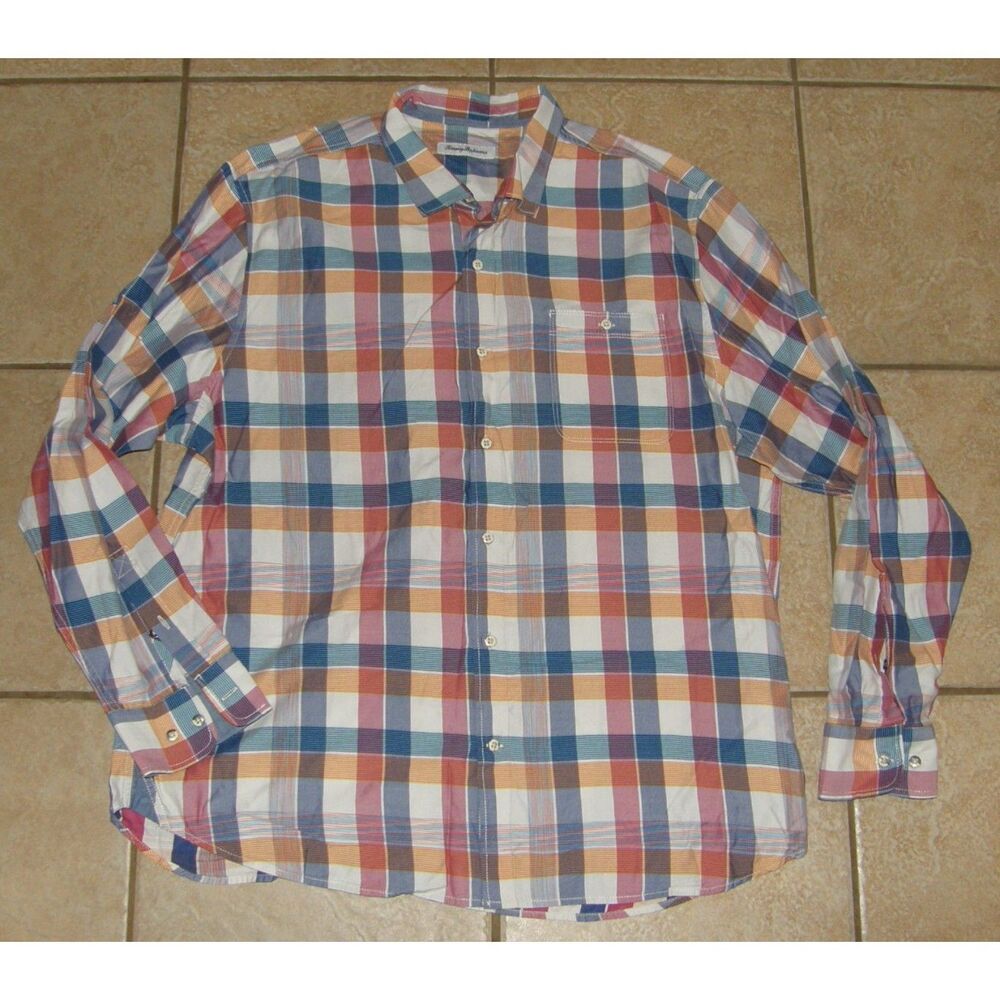 TOMMY BAHAMA Men Sz XXL Business Casual Multicolored Button Up Long Sleeve Shirt